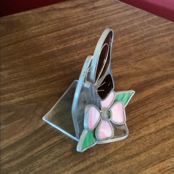 Beautiful handmade stained glass butterfly on a flower - Picture 6 of 8